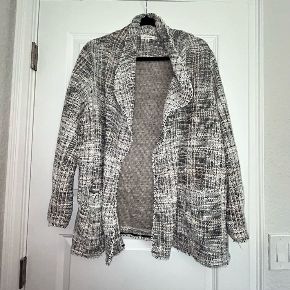 Max Studio Tweed Open Front Sweater Jacket